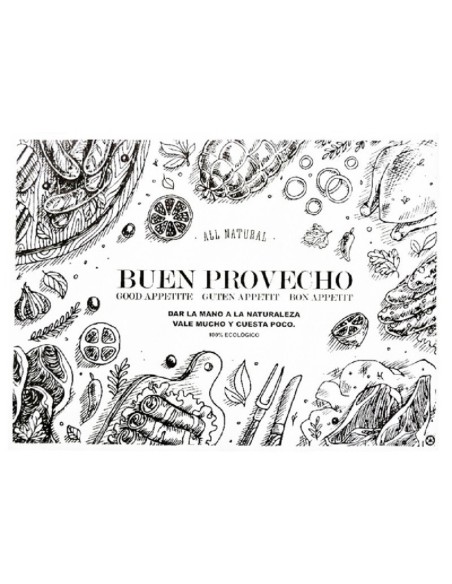 Mantel Papel 30x40 cm Blanco "Buen Provecho" Mantel Papel 30x40 cm Blanco "Buen Provecho"