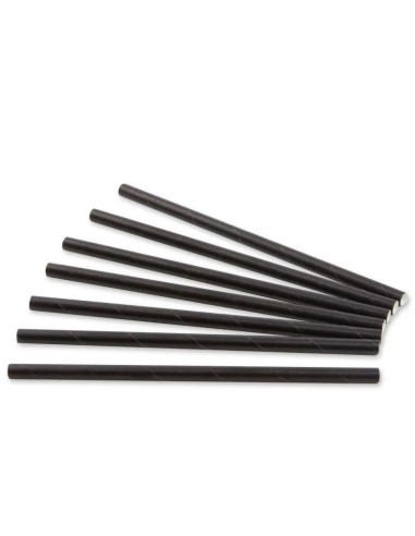 Pajitas Papel Negra 0,6x20 cm